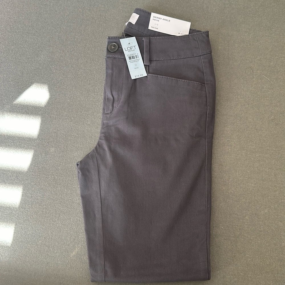 Loft skinny ankle petite gray size 0 pants new